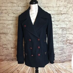 Topshop Wool Jacket Coat Peacoat Military